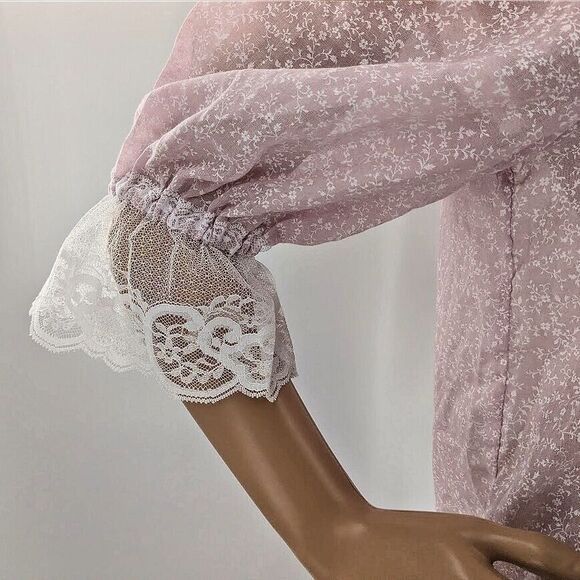 NWT Vintage 70s Gunne Sax Prairie Dress Lilac Ruffle Drop Waist Floral Crochet 9 - Picture 8 of 12